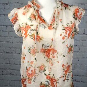 Mossimo floral, sheer blouse